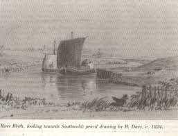 A pencil drawing from 1824 of Southwold from the river Blyth.